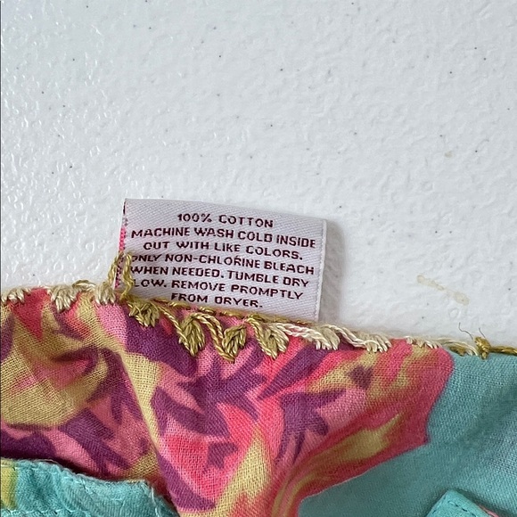 Indika Embroidered Tunic Top Floral V Neck Long Sleeve Light Teal Boho - Picture 4 of 8